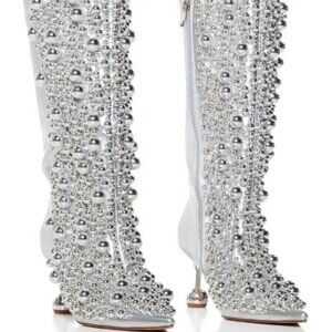 AZALEA WANG " WALK ON THE MOON " SILVER BALL DETAIL BOOTIE(BRAND NEW !!!!!